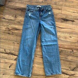 Zara Women's Straight Leg Jeans in Blue